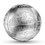 Srebrna moneta w kształcie kuli o nominale 100 złotych / NBP