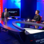 Wieczór wyborczy Polskiego Radia Kielce i TVP3 Kielce. Od lewej: Anna Roży - TVP3 Kielce, Michał Kita - Radio Kielce, dr Agnieszka Zaremba - UJK Kielce, dr Bartłomiej Zapała - UJK Kielce / Kamil Król / Radio Kielce