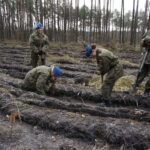 Żołnierze Centrum Przygotowań do Misji Zagranicznych przy współudziale z Lasami Państwowymi Nadleśnictwa Kielce i Leśnictwa Dyminy zorganizowali akcję sadzenia dębów na stulecie odzyskania niepodległości przez Polskę / Marcin Różyc / Radio Kielce