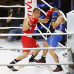 23.11.2018 Kielce. Mecz bokserski Polska - Rosja. Bartosz Gołębiewski i Aleksiej Semykin / Jarosław Kubalski / Radio Kielce