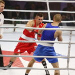 23.11.2018 Kielce. Mecz bokserski Polska - Rosja. Bartosz Gołębiewski i Aleksiej Semykin / Jarosław Kubalski / Radio Kielce