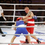 23.11.2018 Kielce. Mecz bokserski Polska - Rosja. Łukasz Stanioch i Andriej Kosenkow / Jarosław Kubalski / Radio Kielce