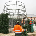 26.11.2018 Kielce. Pracownicy RPZ stawiają choinkę na Rynku / Jarosław Kubalski / Radio Kielce