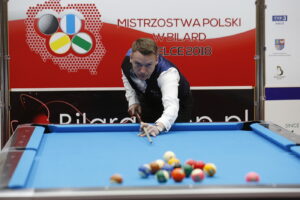 27.11.2018 Kielce. Mistrzostwa Polski w pool bilard.Tomasz Kapłan / Jarosław Kubalski / Radio Kielce