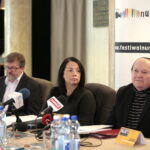 Konferencja Prasowa dotycząca Festiwalu Form Dokumentalnych NURT 2018. Na zdjęciu (od lewej): Robert Wieczorek - koordynator NURT 2018, Magdalena Kusztal - dyrektor naczelna Kieleckiego Centrum Kultury, Krzysztof Miklaszewski - dyrektor artystyczny NURT 2018 / Marzena Mąkosa / Radio Kielce