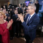 Sztab wyborczy Bogdana Wenty. Na zdjęciu Iwona Wenta i Bogdan Wenta / Marzena Mąkosa / Radio Kielce