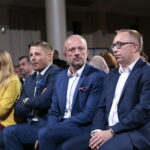 Sztab wyborczy Bogdana Wenty. Na zdjęciu (od lewej): Joanna Winiarska, Marcin Chłodnicki, Krzysztof Adamczyk i Artur Gierada / Marzena Mąkosa / Radio Kielce