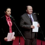 Ogólnopolski Niezależny Festiwal Form Dokumentalnych. XXIV NURT 2018 w Kieleckim Centrum Kultury. Gala finałowa. Na zdjęciu: Magdalena Kusztal - dyrektor naczelna Kieleckiego Centrum Kultury i  Krzysztof Miklaszewski - dyrektor artystyczny NURT 2018 / Marzena Mąkosa / Radio Kielce