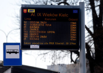 Propozycja wyglądu tablicy rozkładu jazdy autobusów z informacją dotyczącą jakości powietrza w Kielcach / Marzena Mąkosa / Radio Kielce