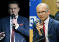 Dominik Tarczyński, świętokrzyski poseł Prawa i Sprawiedliwości oraz dr Bartłomiej Zapała, politolog z Instytutu Polityki Międzynarodowej i Bezpieczeństwa Uniwersytetu Jana Kochanowskiego w Kielcach / Radio Kielce