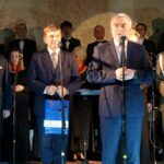 Kielce. Wigilia  10. Świętokrzyskiej Brygady Obrony Terytorialnej. Na zdjęciu (od lewej): Marcin Różycki - wiceprezydent Kielc, Andrzej Pruś - przewodniczący Sejmiku Województwa Świętokrzyskiego, marszałek Andrzej Bętkowski i pułkownik Artur Barański - dowódca jednostki / Dorota Klusek / Radio Kielce