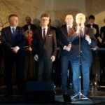 Kielce. Wigilia  10. Świętokrzyskiej Brygady Obrony Terytorialnej. Na zdjęciu (od lewej): senator Jarosław Rusiecki, senator Krzysztof Słoń, poseł Michał Cieślak i poseł Krzysztof Lipiec / Dorota Klusek / Radio Kielce