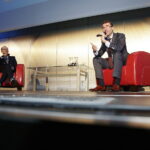 06.03.2018 Kielce. Targi Kielce. Marc Lemaitre, Dyrektor Generalny do spraw Polityki Regionalnej i Miejskiej w Komisji Europejskiej podczas dyskusji o przyszłości unijnego budżetu. Z lewej prowadzący dyskusję Bartłomiej Zapała / Jarosław Kubalski / Radio Kielce