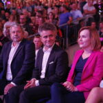 08.09.2018 Kielce. Festiwal Muzyki Tanecznej. Dzień drugi. Prezes TVP3 Kielce Przemysław Predygier, senator Krzysztof Słoń i poseł Anna Krupka / Jarosław Kubalski / Radio Kielce