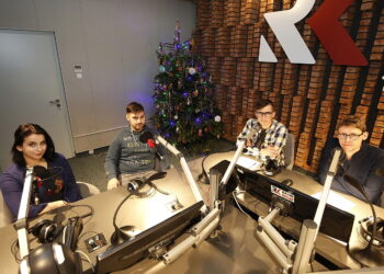 17.12.2018 Radio Kielce. Pokolenie M. Anna Krawiec i Marek Picheta  ze studenckiego Radia Fraszka oraz Michał Kita i Mateusz Kaczmarczyk / Jarosław Kubalski / Radio Kielce