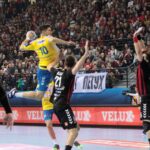 Mecz Vardar Skopje - PGE Vive. Alex Dujszebajew / Krzysztof Bujnowicz / Radio Kielce