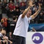 Mecz Vardar Skopje - PGE Vive. Talant Dujszebajew / Krzysztof Bujnowicz / Radio Kielce