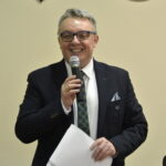 Konferencja dotycząca odkrycia paleontologicznego w gminie Łagów. Paweł Marwicki - burmistrz miasta i gminy Łagów / Marzena Mąkosa / Radio Kielce