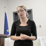 Podsumowanie projektu "Akademia Bezpieczeństwa" w Komendzie Miejskiej Policji w Kielcach. Na zdjęciu: Katarzyna Banasik / Marzena Mąkosa / Radio Kielce