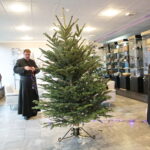 Akcja "Choinka pod choinkę". Ubieranie drzewka przez Ojców Oblatów z Klasztoru Misjonarzy Oblatów Maryi Niepokalanej na Świętym Krzyżu / Marzena Mąkosa / Radio Kielce