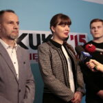 Konferencja stowarzyszenia Kukiz'15. Na zdjęciu (od lewej): Rafał Włodarczyk; Magdalena Fogiel - Litwinek, prezes Kukiz’15 i Łukasz Wasilewski / Marzena Mąkosa / Radio Kielce
