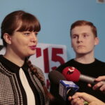 Konferencja stowarzyszenia Kukiz'15. Na zdjęciu (od lewej): Magdalena Fogiel - Litwinek, prezes Kukiz’15 i Łukasz Wasilewski / Marzena Mąkosa / Radio Kielce