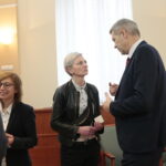 Spotkanie opłatkowe w kieleckim Ratuszu. Na zdjęciu: Agata Wojda - radna i Bogdan Wenta - prezydent Kielc  / Marzena Mąkosa / Radio Kielce