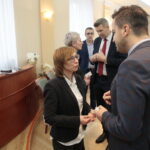 Spotkanie opłatkowe w kieleckim Ratuszu. Na zdjęciu: Katarzyna Zapała - wiceprzewodnicząca Rady Miasta Kielce i Kamil Suchański - przewodniczący Rady Miasta Kielce / Marzena Mąkosa / Radio Kielce