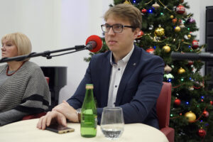 Studio Polityczne Radia Kielce. Na zdjęciu Piotr Kopacz, Nowoczesna / Robert Felczak / Radio Kielce