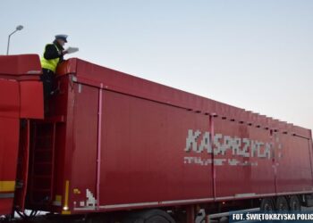 Policja kontroluje, czy samochody ciężarowe są odśnieżone / świętokrzyska policja