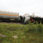 16.05.2018 Wólka Plebańska. Wykoleiła się cysterna kolejowa gazem propan - butan po zderzeniu z ciężarówką / Jarosław Kubalski / Radio Kielce