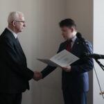 Regionalne spotkanie opłatkowe Zarządu Regionu Świętokrzyskiego NSZZ "Solidarność". Na zdjęciu (od lewej): Waldemar Bartosz - prezes świętokrzyskiej "Solidarności" i Bartłomiej Dorywalski - wicewojewoda świętokrzyski  / Marzena Mąkosa / Radio Kielce