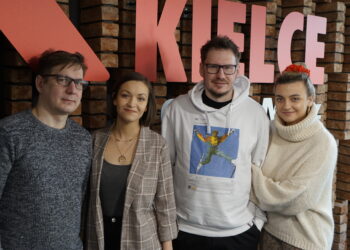 Od prawej Gosia, Tomek, Paulina - zespół Soulove i Stanisław Blinstrub / Aneta Cielibała-Gil / Radio Kielce