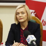 04.02.2019 Kielce. PŚk. Konferencja prasowa, z udziałem wicepremiera Jarosława Gowina, na temat zawodów łazików marsjańskich. Wicemarszałek Renata Janik / Jarosław Kubalski / Radio Kielce