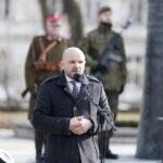 10.02.2019 Kielce. Skwer Żeromskiego. Uroczystości pod Pomnikiem Armii Krajowej w 77. rocznicę przemianowania Związku Walki Zbrojnej w Armię Krajową. Członek Zarządu Województwa Świętokrzyskiego Mariusz Gosek / Jarosław Kubalski / Radio Kielce