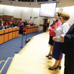 11.02.2019 Kielce. UW. Obchody Europejskiego Dnia Numeru Alarmowego 112. wojewoda Agata Wojtyszek, Poseł Maria Zuba i senator Jarosław Rusiecki / Jarosław Kubalski / Radio Kielce