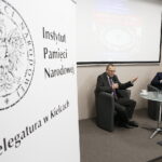 14.02.2019 Kielce. Przystanek Historia IPN. Okrągły Stół - Fakty i mity. Spotkanie z politologiem prof. Antonim Dudkiem. Prof. Antoni Dudek i prowadzący spotkanie dr Bartłomiej Zapała / Jarosław Kubalski / Radio Kielce