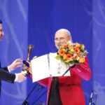 26.02.2019 Kielce. KCK. Nagrody Miasta Kielce. Włodzimierz Pawlik. Pianista i kompozytor jazzowy. Nagrodę wręczają prezydent Bogdan Wenta i przewodniczący rady miasta Kamil Suchański / Jarosław Kubalski / Radio Kielce