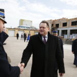 27.02.2019 Kielce. Wiceminister spraw wewnętrznych i administracji Jarosław Zieliński wizytował budowę nowej strażnicy JRG PSP Nr 1 / Jarosław Kubalski / Radio Kielce