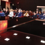 01.03.2019 Radio Kielce.Studio Gram. Pisarz Wiesław Myśliwski i aktor Jerzy Radziwiłowicz spotkali się z czytelnikami i słuchaczami w ramach promocji audiobooka "Ucho Igielne" / Jarosław Kubalski / Radio Kielce