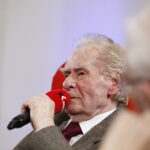 01.03.2019 Radio Kielce.Studio Gram. Pisarz Wiesław Myśliwski i aktor Jerzy Radziwiłowicz spotkali się z czytelnikami i słuchaczami w ramach promocji audiobooka "Ucho Igielne". Wiesław Myśliwski / Jarosław Kubalski / Radio Kielce