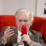 01.03.2019 Radio Kielce.Studio Gram. Pisarz Wiesław Myśliwski i aktor Jerzy Radziwiłowicz spotkali się z czytelnikami i słuchaczami w ramach promocji audiobooka "Ucho Igielne". Wiesław Myśliwski / Jarosław Kubalski / Radio Kielce