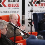 01.03.2019 Radio Kielce.Studio Gram. Pisarz Wiesław Myśliwski i aktor Jerzy Radziwiłowicz spotkali się z czytelnikami i słuchaczami w ramach promocji audiobooka "Ucho Igielne". Wiesław Myśliwski / Jarosław Kubalski / Radio Kielce