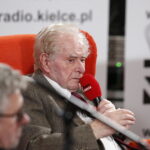 01.03.2019 Radio Kielce.Studio Gram. Pisarz Wiesław Myśliwski i aktor Jerzy Radziwiłowicz spotkali się z czytelnikami i słuchaczami w ramach promocji audiobooka "Ucho Igielne". Wiesław Myśliwski / Jarosław Kubalski / Radio Kielce