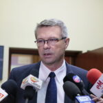 Spotkanie władz miasta i polskich funkcjonariuszy z oficjalną delegacją policji z partnerskiego miasta Gotha w Niemczech. Bogdan Wenta - prezydent Kielc  / Marzena Mąkosa / Radio Kielce