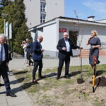 Zarząd Województwa Świętokrzyskiego włączył się w akcję Bijemy Zielony Rekord Polski! Obok Urzędu Marszałkowskiego, przy budynku dawnej biblioteki marszałek Andrzej Bętkowski, wicemarszałek Renata Janik oraz członkowie Zarządu Województwa Marek Jońca, Marek Bogusławski i Mariusz Gosek posadzili  5 migdałowców różowych / Marzena Mąkosa / Radio Kielce
