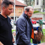 Opatów. Piknik enologiczny i otwarcie pierwszej w regionie miejskiej winnicy. Na zdjęciu: właściciel Winnicy Sandomierskiej Marceli Małkiewicz, właściciel winnicy Terra Maciej Glinka / Emilia Sitarska / Radio Kielce