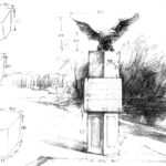 Bronina. Propozycja orła i pomnika. Szkice / Materiały Urząd Miasta i Gminy Busko-Zdrój