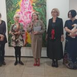 Otwarcie wystaw w BWA. Od lewej: Magdalena Moskwa, Małgorzata Wielek-Mandrela, Stanisława Zacharko-Łagowska, Joanna Biskup-Brykczyńska i Joanna Krzyżanek. / Dorota Klusek / Radio Kielce