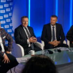 Na zdjęciu (od lewej): Marcin Miller - lider zespołu Boys, Jacek Kurski - prezes Telewizji Polskiej, Bogdan Wenta - prezydent Kielc i Konrad Smuga - reżyser i producent telewizyjny / Wiktor Dziarmaga / Radio Kielce